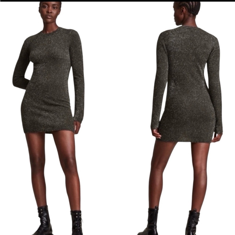 All Saints Sparkle Mini Dress w/ Silver Lurex, Bodycon, size XS (h8)